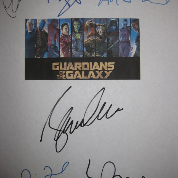 Guardians of the Galaxy Signed Film Movie Screenplay Script X6 Autograph Chris Pratt Bradley Cooper Vin Diesel Zoe Saldana Glenn Close Pace