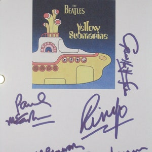 Yellow Submarine signiert Film Film Drehbuch Drehbuch Autogramme Musical X5 Beatles John Lennon Ringo Starr Paul McCartney George Harrison