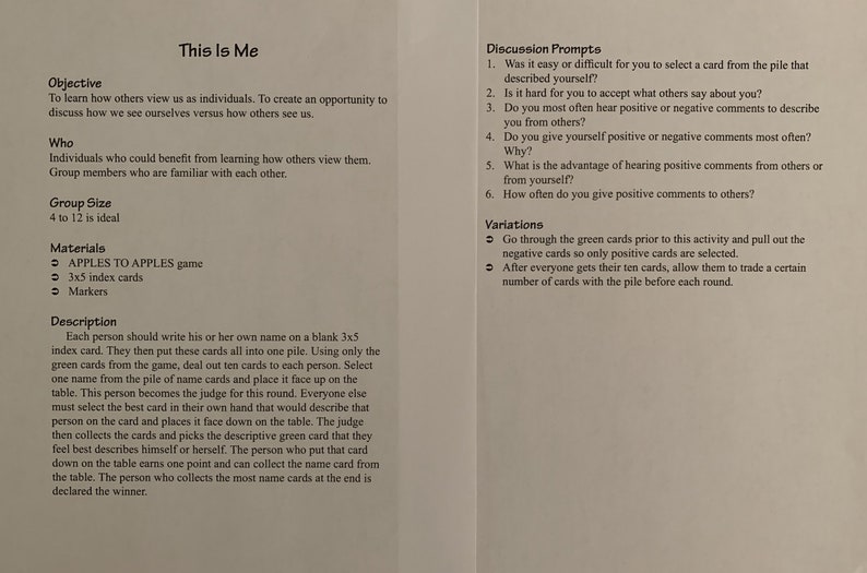Therapy Games for use with Apples to Apples, Therapy games teens, Group therapy games, Therapy cards, Self-esteem games, Therapy Aid image 4