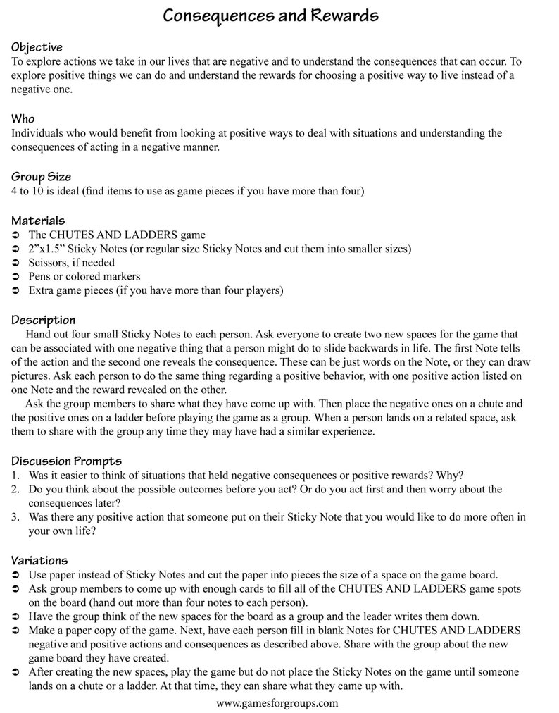 Therapy Game Downloads for Use With the Game Chutes and Ladders ...