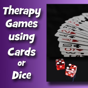 Downloads van therapiegames voor gebruik met kaarten en/of dobbelstenen, therapie voor tieners, therapiehulpmiddelen, therapiegames, therapie voor volwassenen, dobbelstenen, kaarten