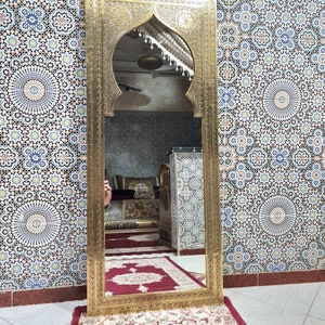 Large Moroccan Wall Mirror With Gold Brass - Etsy