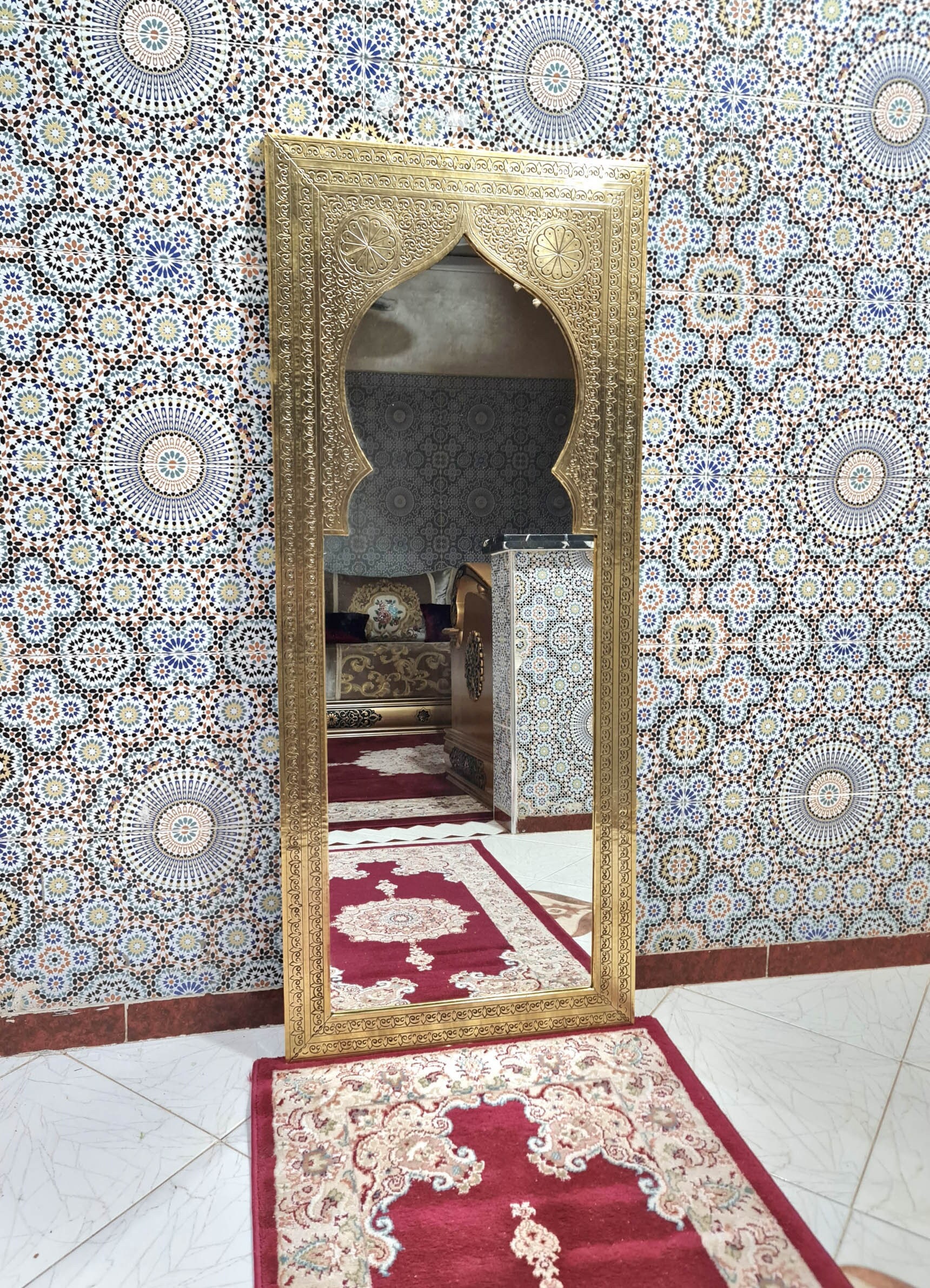 Large Moroccan Wall Mirror With Gold Brass - Etsy