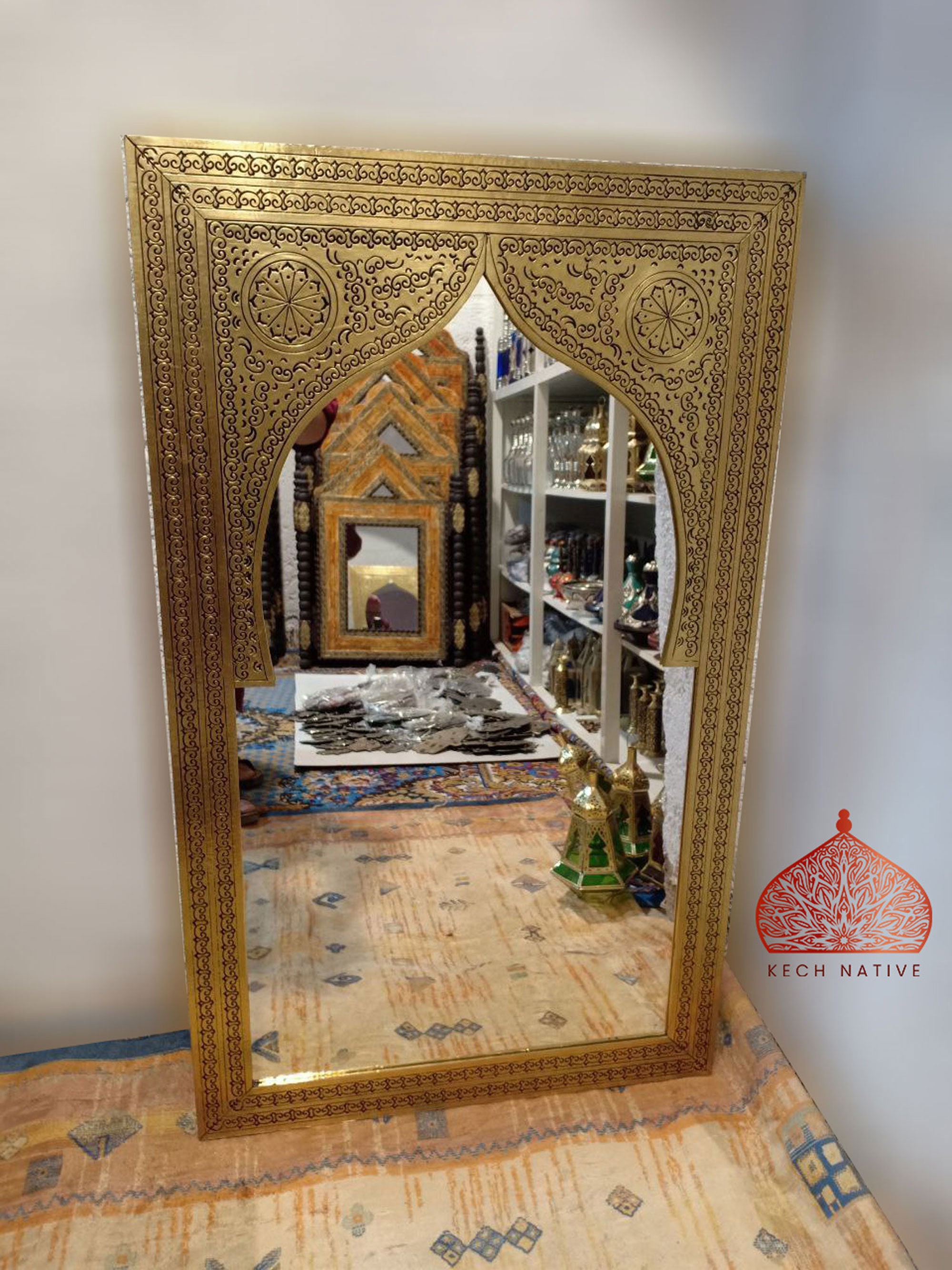 Handmade Moroccan Wall Mirror Gold Brass Mirror Bathroom Etsy