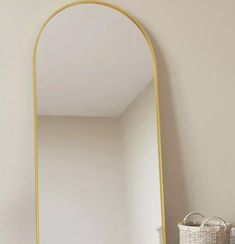 Full Length Mirror With Arched Top Gold Frame Dramatic Wall Etsy