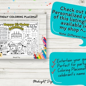 Minions Birthday Coloring Placemat | Coloring for Kids | Instant ...