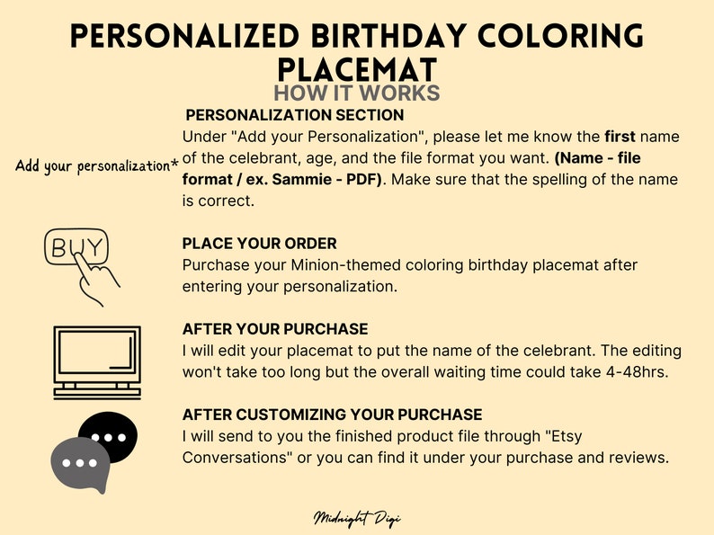 Personalized Minions Birthday Coloring Placemat Coloring for - Etsy