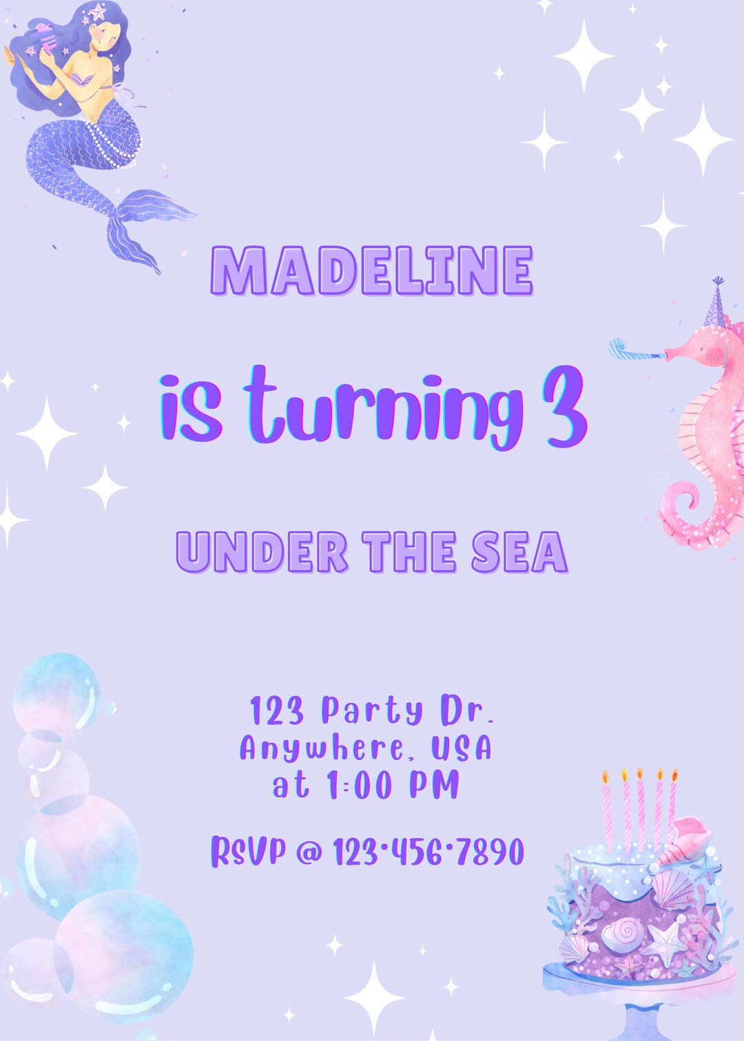 Mermaid Birthday Invitation TEMPLATE Etsy mermaid-birthday-invitation-template-etsy