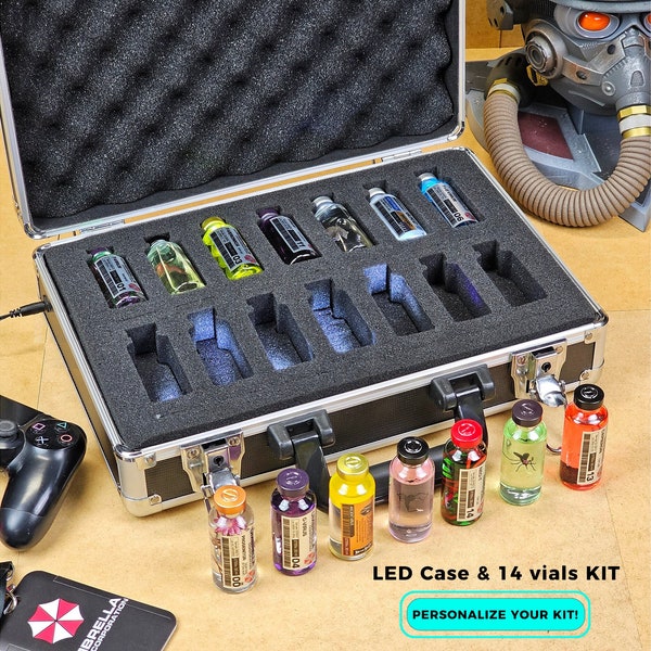 Resident Evil Virus Briefcase with LED Lights and 14 Vials Included - KIT Collection