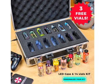 Resident Evil Virus Briefcase with LED Lights and 14 Vials Included - KIT Collection