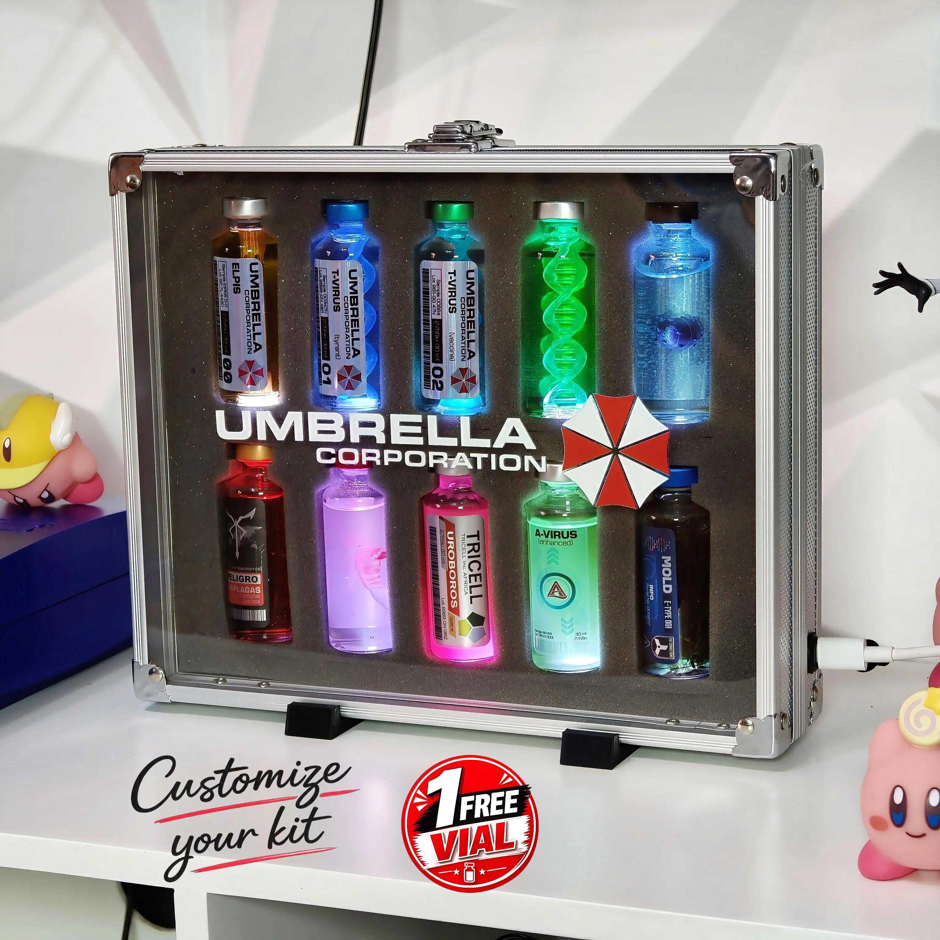 Resident Evil Virus KIT 10 Vials & Case With RGB LED Lights