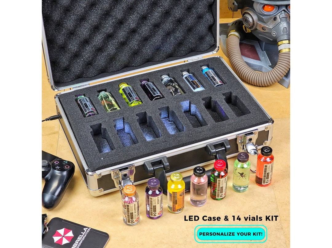 Resident Evil Virus Briefcase With LED Lights and 14 Vials Included KIT