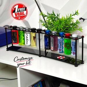 Resident Evil Virus KIT 10 Vials & Acrylic Black Rack Base - Collectible Gift