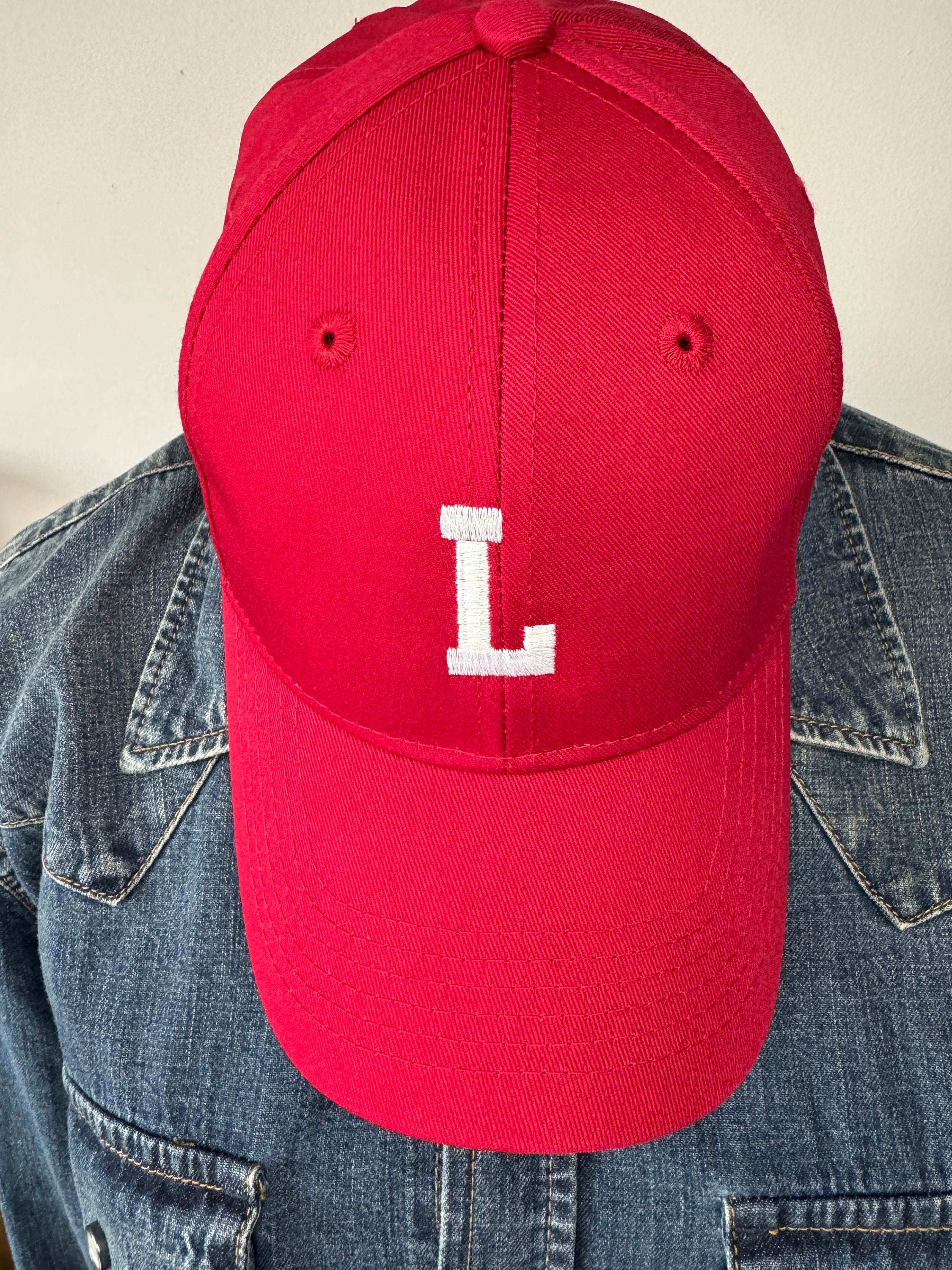 Personalized Embroided Initial Youth Baseball Panel Baseball Cap.
