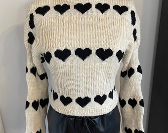 Sandra Heart Print Sweater - Made in Italy