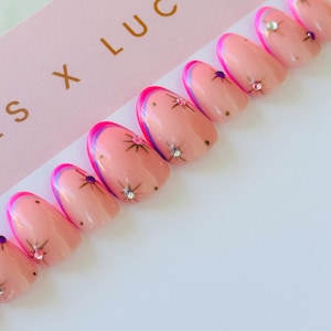 Double French Cristal Accent Luxury Press On Nails || Apres Gel X