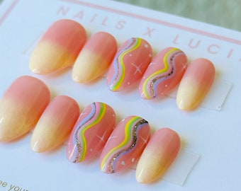 Spring Colors || Luxury Press On Nails || Hand Painted ||  Apres Gel X Nails , Fake Nails , Stick On Nails