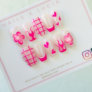 Pink Glaze  || Hand Painted  Luxury Press On Nails, Glazed nails,  Apres Gel X