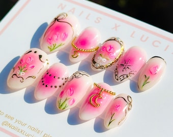 Fairy Tale  || Hand Made Luxury Press On Nails , Apres Gel X , 3D  Nails , Mix and Match Nails , Made in the US, Fake Nails