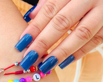 Blue Cat Eye Hand Made Press On Nails , Luxury Press on Nails made by Licensed Nail Tech, Apres Gel X , Faje Nails , Custom Nails