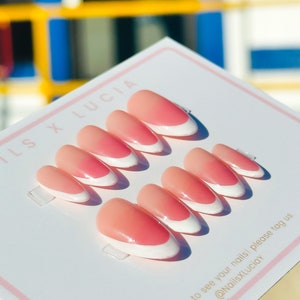 Ombre French Tips - Luxury Press On Nails , Hand Painted Nails , Custom Nails , Stick On Nails , French Nails