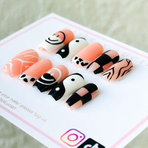 Smiley Face Nails || Hand Crafted Press On Nails || Instagram Nails || Stick on Nails