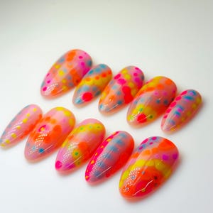 10 piece Apres Gel x || Fluorescent Luxury Press On Nails , Stick on nails , Summer Nails , Neon Nails