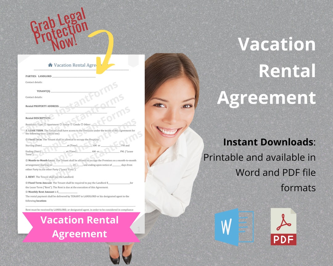 Vacation Rental Agreement, Vacation Lease Agreement, Lease Agreement
