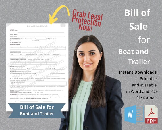 Bill of Sale for Boat and Trailer Boat Trailer Bill of Sale - Etsy