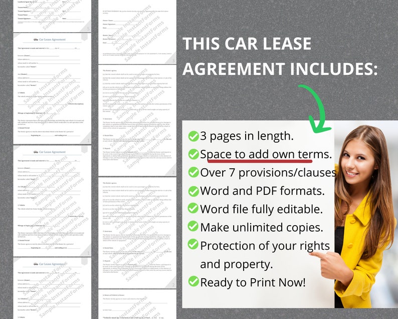 Printable Car Lease Agreement Pdf, Vehicle Lease Agreement Forms