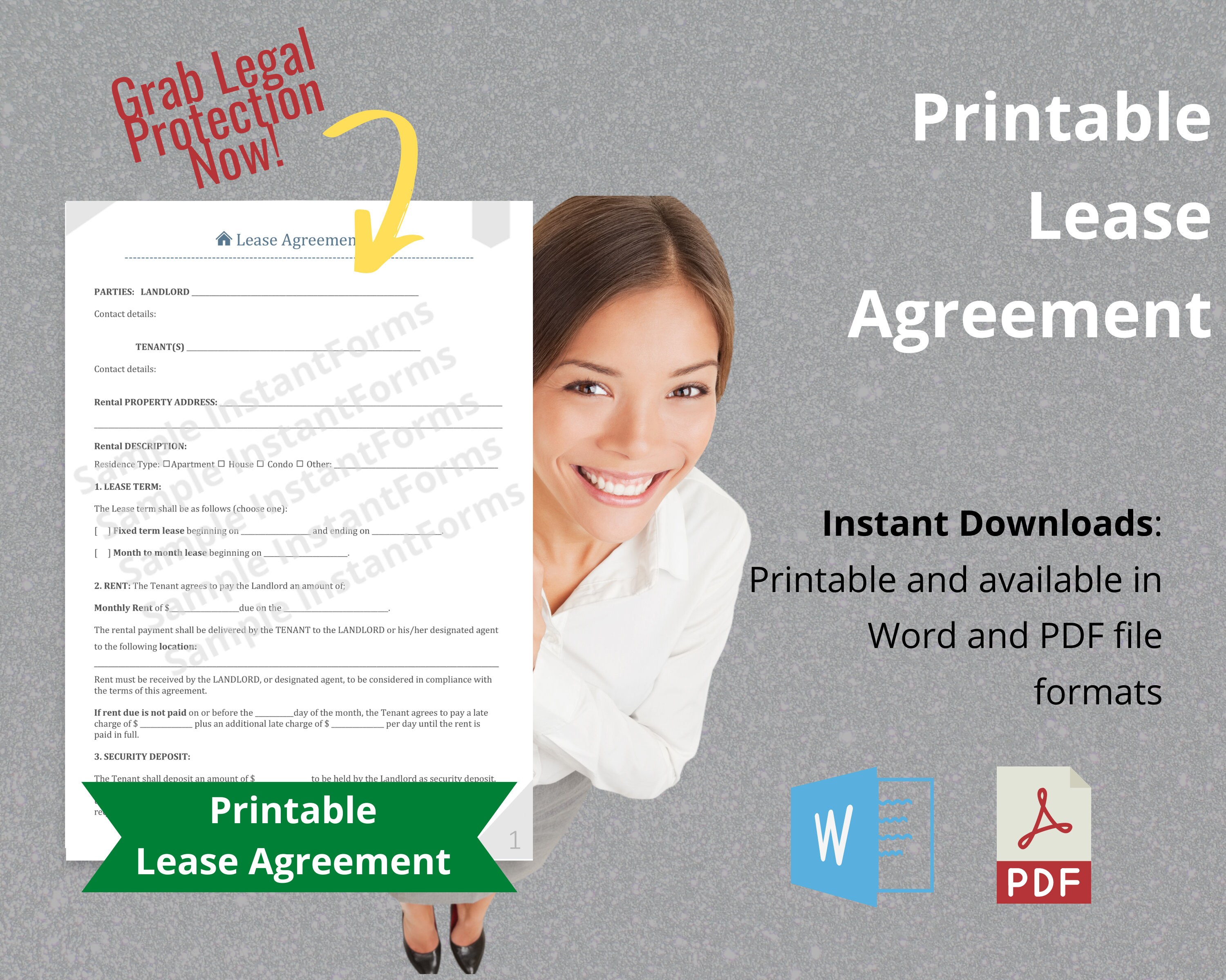 Printable Lease Agreement Basic Rental Agreement Residential - Etsy