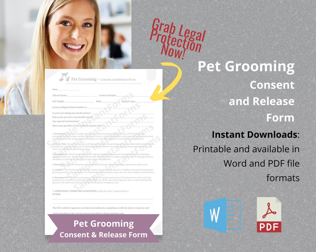 Pet Grooming Consent and Release Form, Pet Grooming Consent Form ...