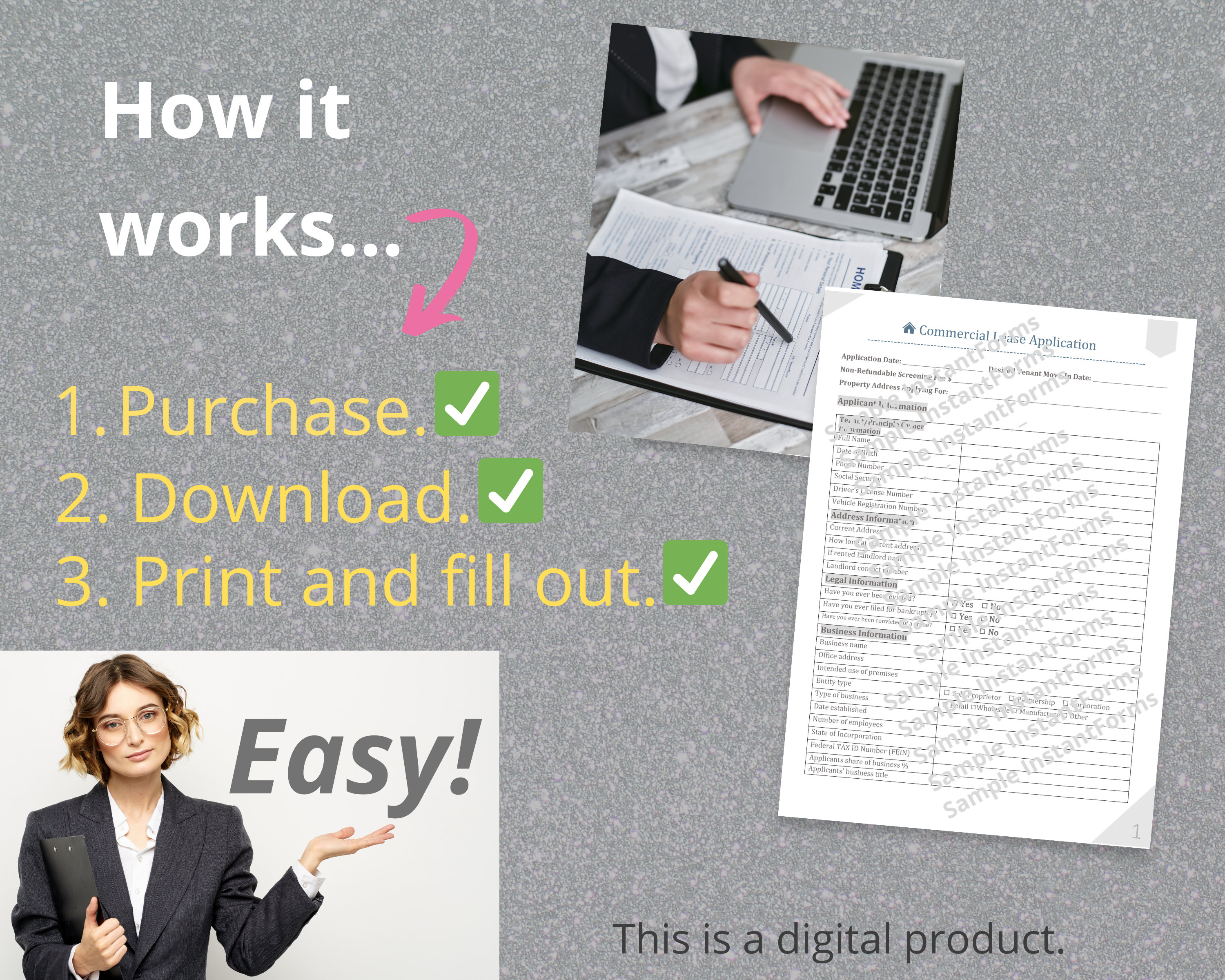 Commercial Rental Application Tenant Form PDF, Word, Printable