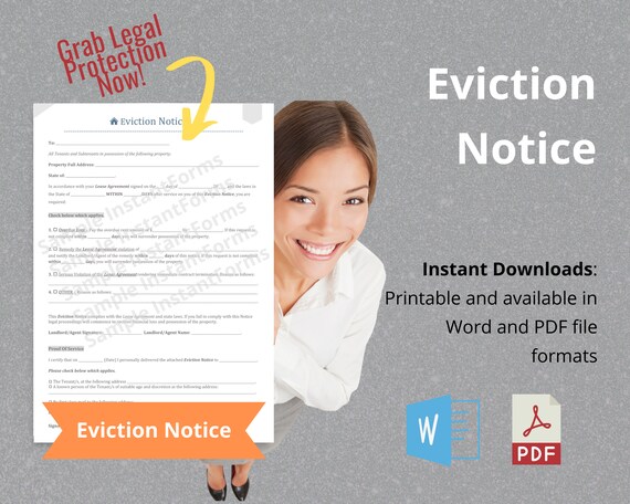 eviction notice notice to vacate 30 day eviction notice etsy