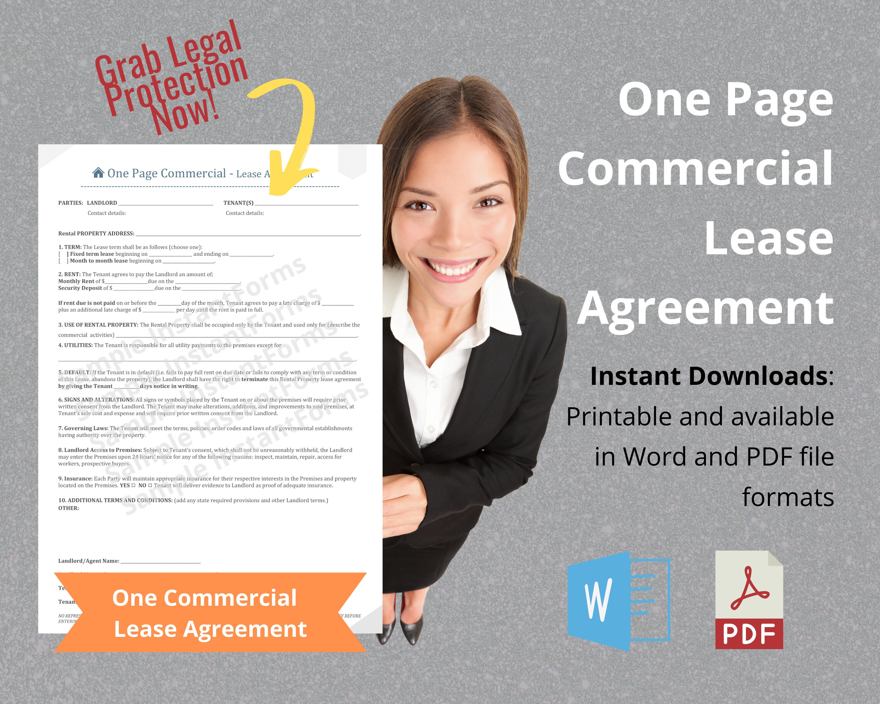 One Page Commercial Lease Agreement Printable One Page - Etsy