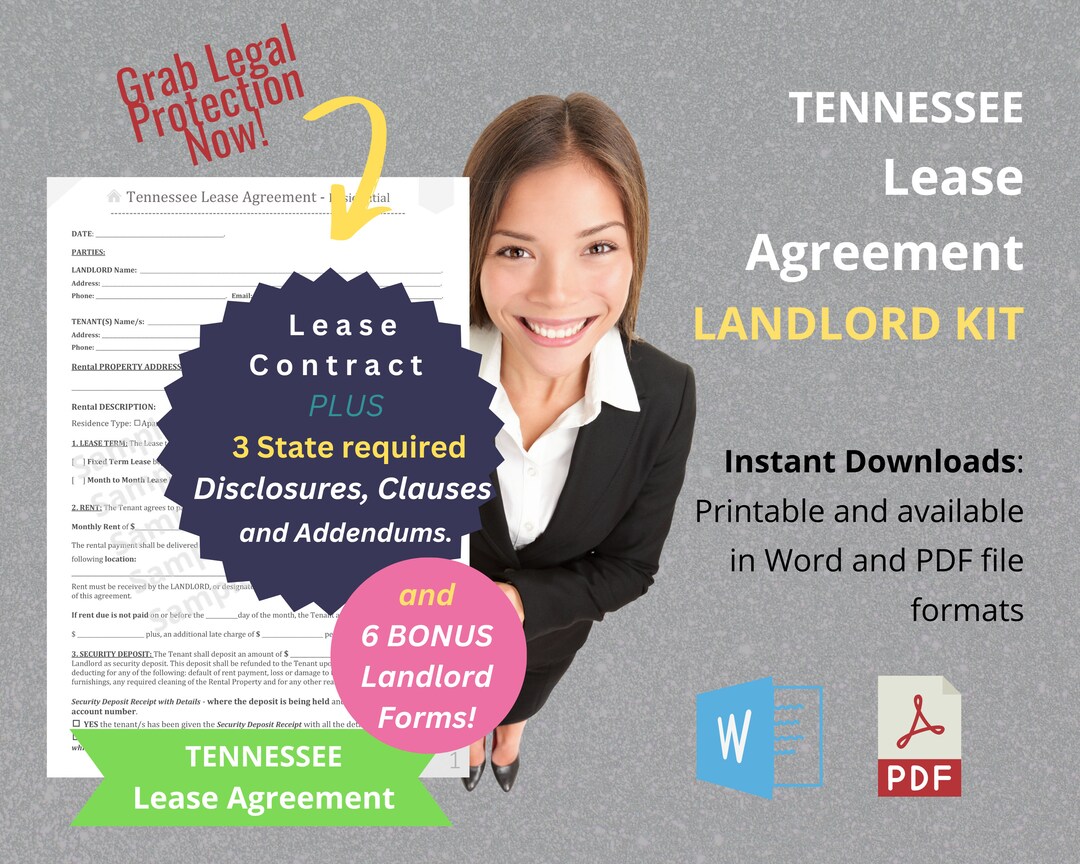 Tennessee Lease Agreement, Tennessee Residential Lease Agreement, Tennessee Month to Month ...