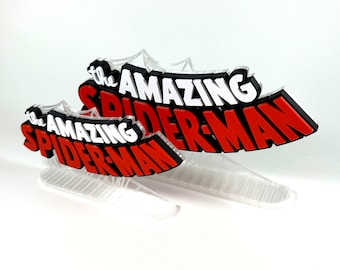 Logo vintage di Spider-Man stampato in 3D e autoportante