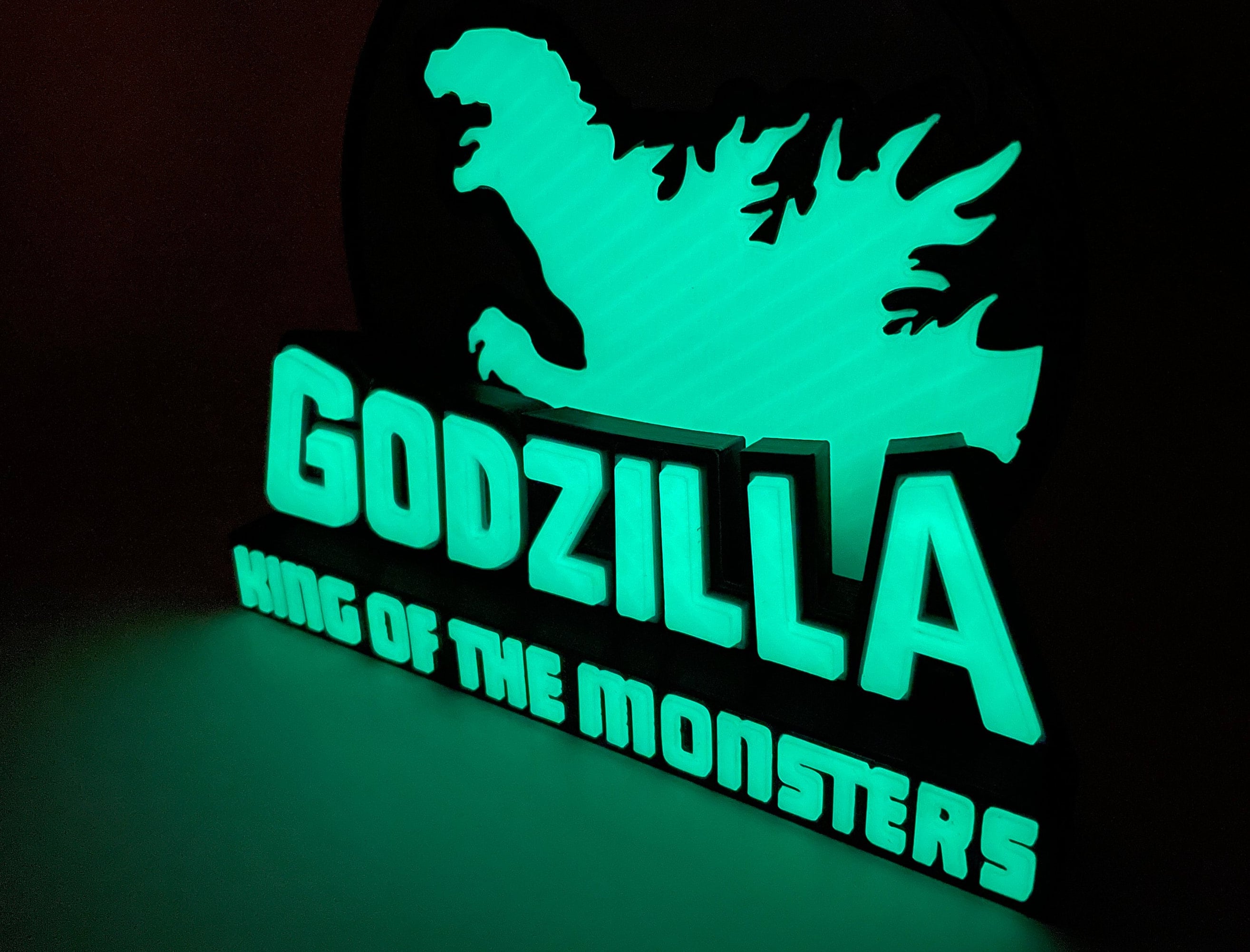 Godzilla Led Sign Godzilla (glow in the Dark) 3D Printed Logo - Etsy