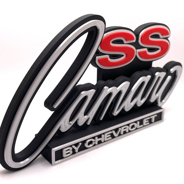 Vintage 1969 Camaro SS 3D Printed Freestanding Logo