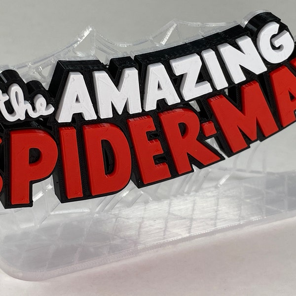 Logotipo independiente impreso en 3D de Spider-Man vintage