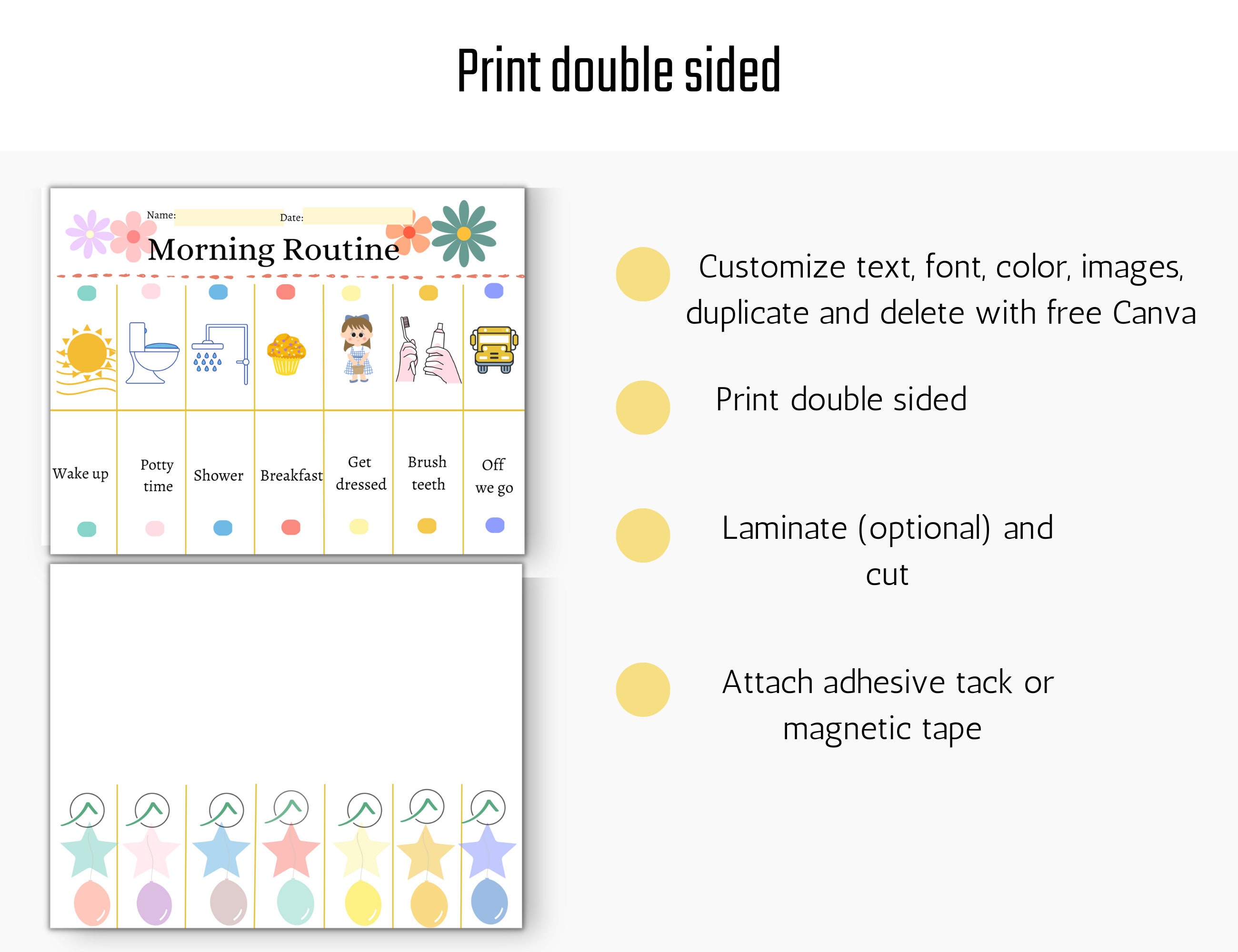 Editable Template Morning and Evening Routine Chart for Kids - Etsy