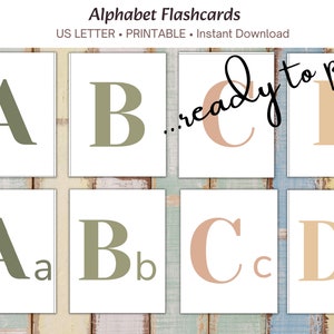ABC flashcards, Alphabet Printable, Preschool, Toddler and Kindergarten Educational Cards -US Letter