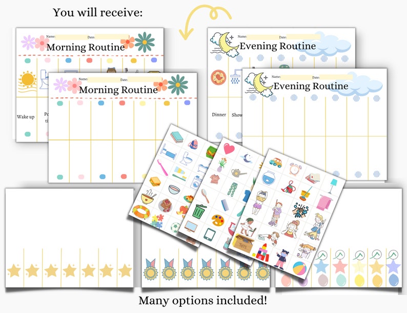 Editable Template Morning and Evening Routine Chart for Kids - Etsy