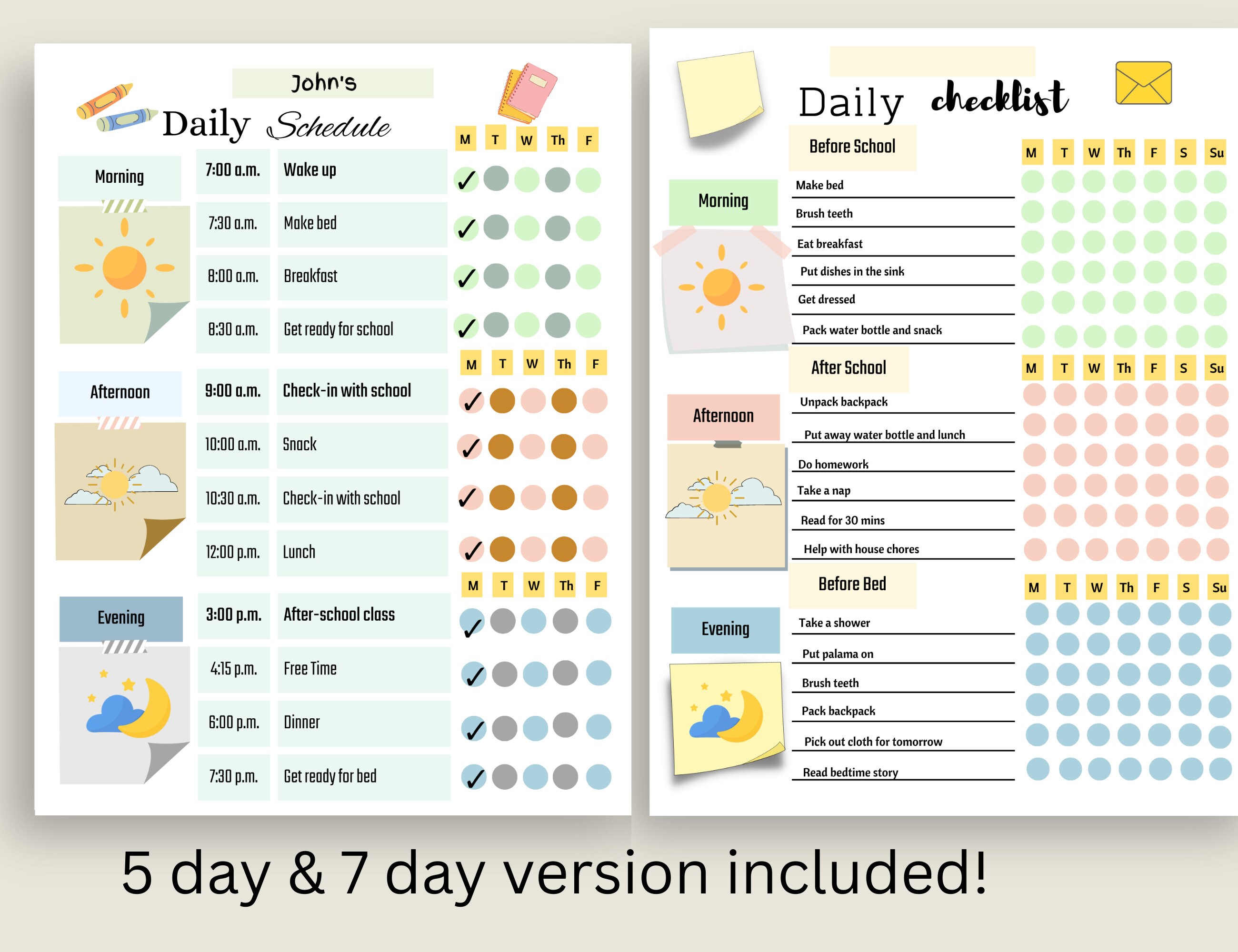 Fillable Routine Morning & Evening Routine for Kids, Fillable Chore Chart, Routine ...