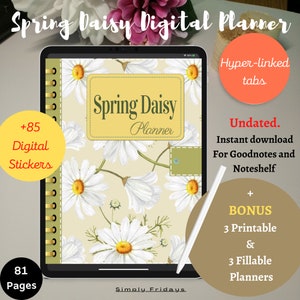 Goodnotes & Noteshelf Planner with 85 Digital Stickers, Undated Planner, Digital Journal