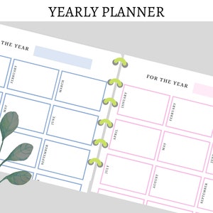 Yearly Planner Printable, Yearly Overview, Instant download, Fillable Yearly Planner Printable, Letter/A4/A5