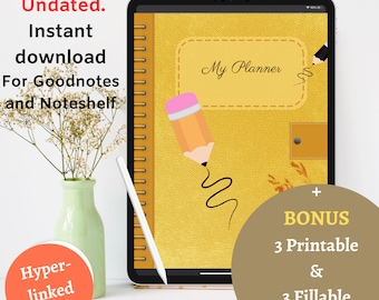 Undated Digital Planner, Digital Journal, Simple Digital Planner, GoodNotes Planner