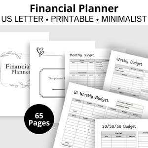 Planificador financiero minimalista imprimible, presupuesto, boda, deuda y más/Descarga instantánea