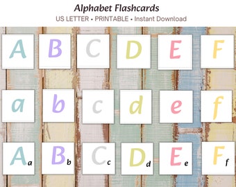 Alphabet Flashcards Printable, Preschool Uppercase & Lowercase Letters -US Letter