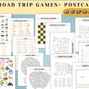 Kinder-Road-Trip-Spiele, druckbare Aktivitäten, Reise-Spiele für Kinder, Road-Trip-Langeweile-Busters, Nummernschild-Spiel